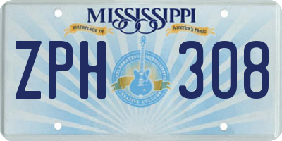 MS license plate ZPH308