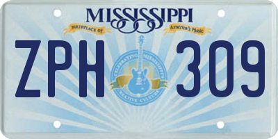 MS license plate ZPH309