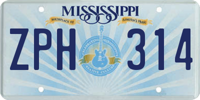 MS license plate ZPH314