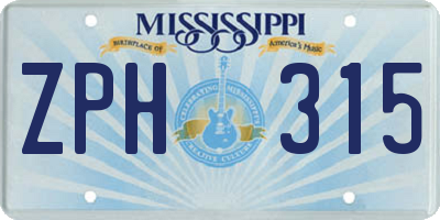 MS license plate ZPH315