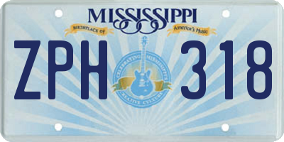 MS license plate ZPH318
