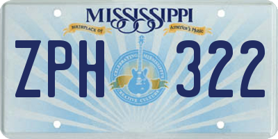 MS license plate ZPH322