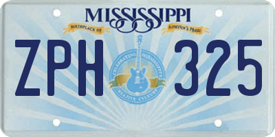 MS license plate ZPH325