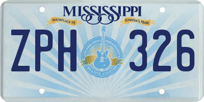 MS license plate ZPH326