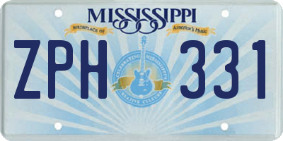 MS license plate ZPH331