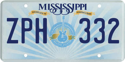 MS license plate ZPH332
