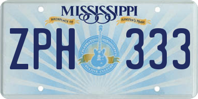 MS license plate ZPH333