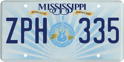 MS license plate ZPH335