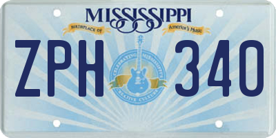MS license plate ZPH340