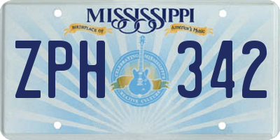 MS license plate ZPH342