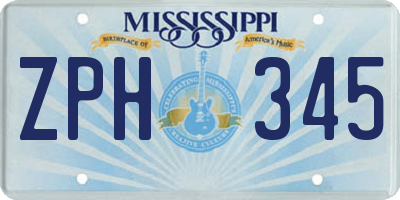 MS license plate ZPH345
