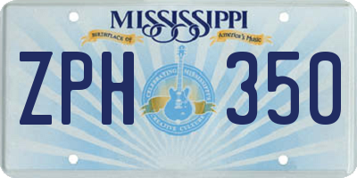 MS license plate ZPH350