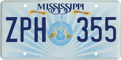 MS license plate ZPH355