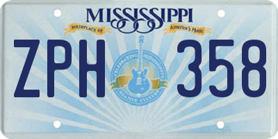 MS license plate ZPH358