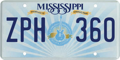 MS license plate ZPH360