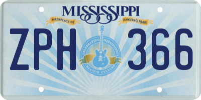 MS license plate ZPH366