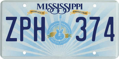 MS license plate ZPH374