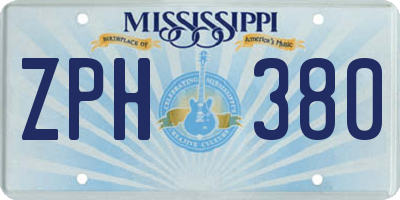 MS license plate ZPH380