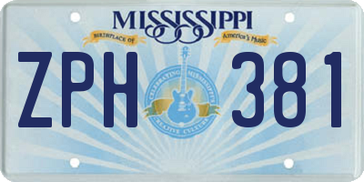 MS license plate ZPH381
