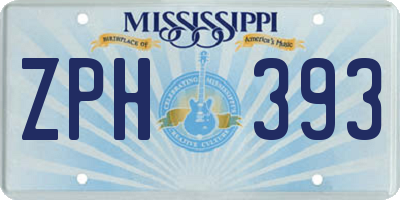 MS license plate ZPH393