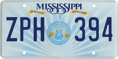 MS license plate ZPH394