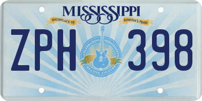 MS license plate ZPH398