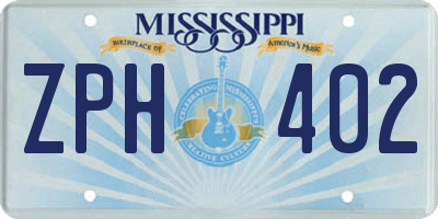 MS license plate ZPH402
