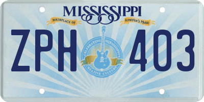 MS license plate ZPH403