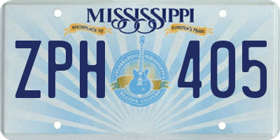 MS license plate ZPH405
