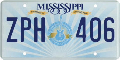 MS license plate ZPH406