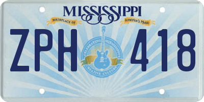 MS license plate ZPH418