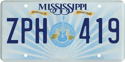 MS license plate ZPH419
