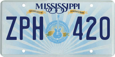 MS license plate ZPH420