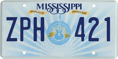 MS license plate ZPH421