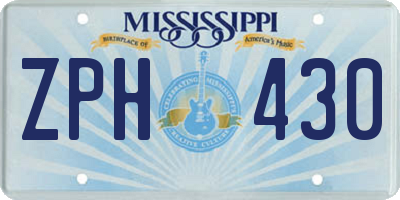 MS license plate ZPH430