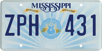 MS license plate ZPH431