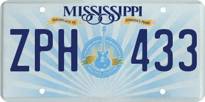 MS license plate ZPH433