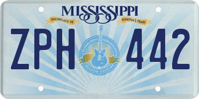 MS license plate ZPH442