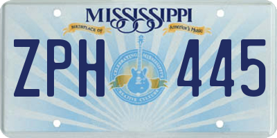 MS license plate ZPH445