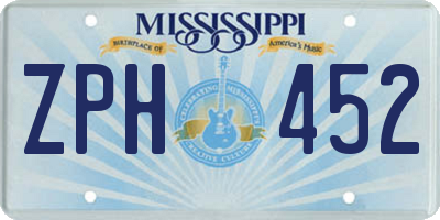 MS license plate ZPH452