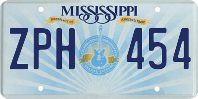 MS license plate ZPH454
