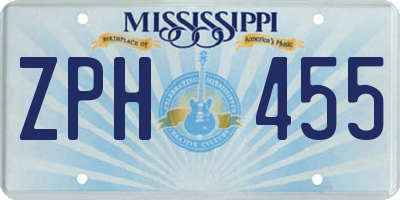 MS license plate ZPH455