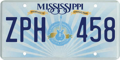 MS license plate ZPH458