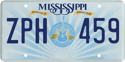 MS license plate ZPH459