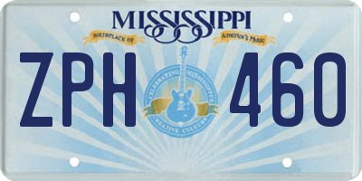 MS license plate ZPH460