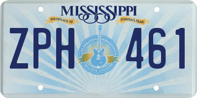 MS license plate ZPH461