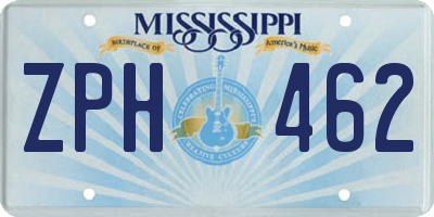 MS license plate ZPH462