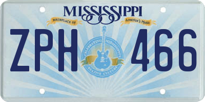 MS license plate ZPH466