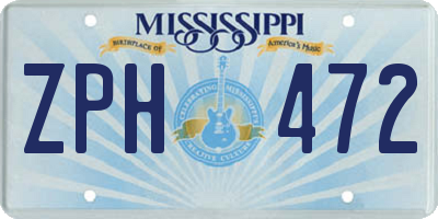 MS license plate ZPH472