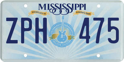 MS license plate ZPH475